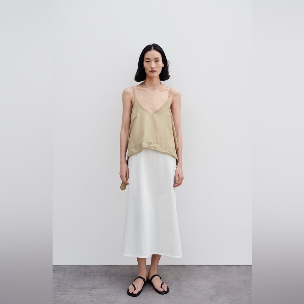 Zara midi cotton white cream dress Sz Sz medium